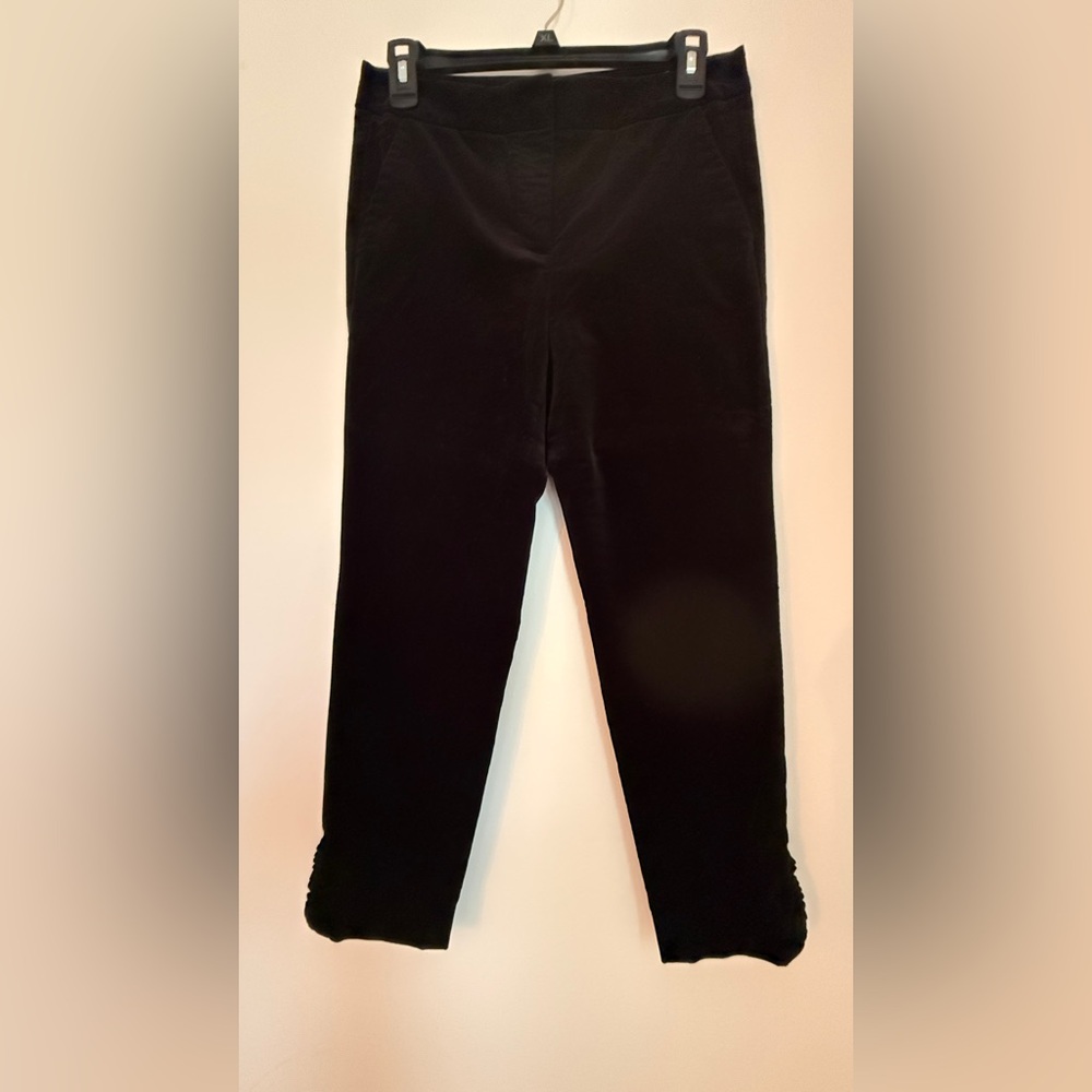 Talbots Black corduroy trousers with ruffle detail at the hem